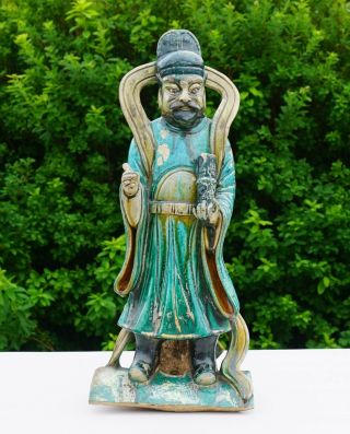 Large Antique Chinese Sancai Porcelain Roof Tile Immortal Statue Ming Dynasty