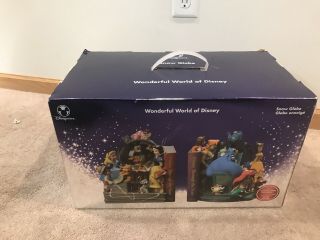 Disney Store Wonderful World Of Disney Through The Years Book End Snow Globe Set