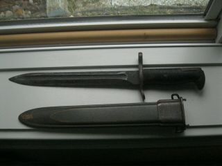 Vintage Ww2 Era U.  S.  Pal 1943 M1 Rifle Bayonet Knife W/ Scabbard Sheath