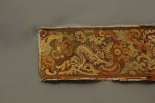 Antique Chinese Qing Dynasty Embroidered textile Panel wall hanging 38X11 2