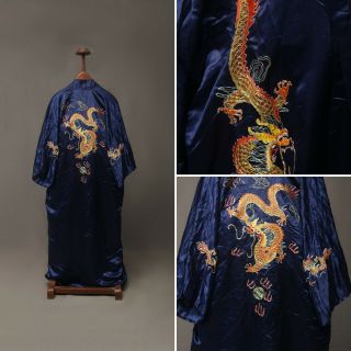 Antique Chinese Qing Dynasty Silk Embroidered textile Jacket Robe 2