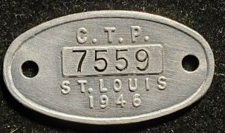 1946 St.  Louis Mo Dog Tax Tag 7559☆free Ship☆☆pdt269