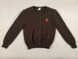 Vtg 1986 - 90 Brownie Girl Scout Uniform Cardigan Sweater Acrylic Button Down