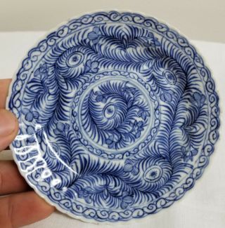 Antique Chinese Underglaze Blue And White Porcelain Tea Saucer Plate Dish Kangxi