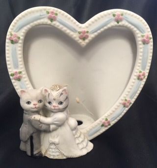 1989 Kitty Cucumber Albert Wedding Frame Porcelain Bride Groom Figurine Vtg D3