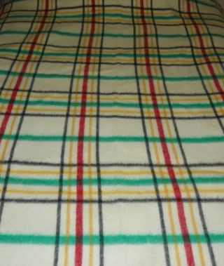 Vtg Wool Warmbilt Lifetime Blanket Red Green Yellow Black Minnesota Woolen Co