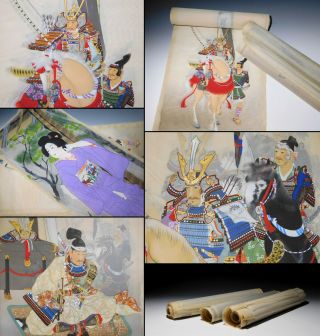 41 X Large Hand Drawn Paintings Makuri Jiku Scroll Japanese Antique
