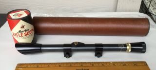 Vintage Marlin Micro - Vue Gun 4x Power Rifle Scope - Made In Usa W Orig Tube Case