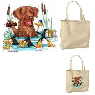 Chesapeake Bay Retriever Water Dog Cartoon Artist Canvas Market Grocery Tote Bag