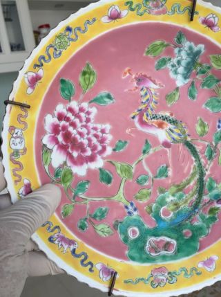Large chinese porcelain nyonya peranakan straits Phoenix Charger 3