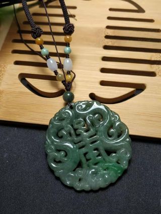 Grade A 100 Natural Burmese Jadeite Jade Dragon Pendant Necklace