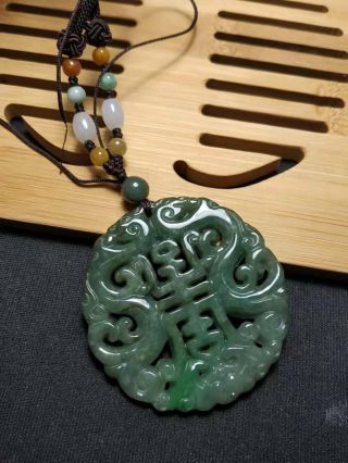 Grade A 100 Natural Burmese Jadeite Jade dragon Pendant Necklace 2