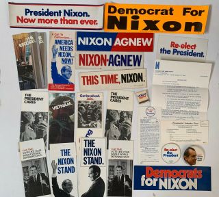 Richard Nixon Campaign Flyers,  Bumper Stickers And Volunteer Items