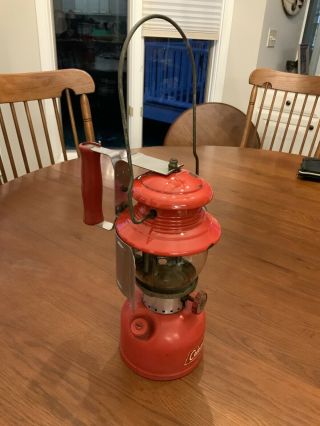 Vintage Red Coleman Lantern,  Model 200a With Handle All