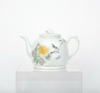 Fine Small Chinese Porcelain Fencai Tea Pot.  Early Republic Period.