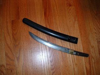 [s745] Japanese Samurai Sword: Mumei Tanto With Saya