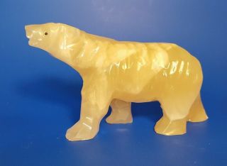 Vintage Carved Marble Stone Polar Bear Figurine Sculpture