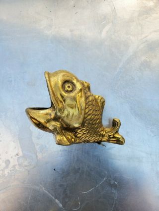 Brass Fish Statue Vintage Brass Patina Bronze Vtg Antique Old Dish Trinket