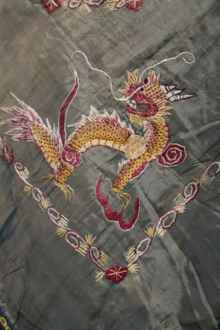 Antique Chinese Qing Dynasty Silk Embroidered textile Panel wall hanging 46X46 3