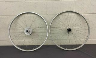 Vintage 8 - Speed 26 " Mountain Bike Wheel Set Mavic 238 Rims Shimano Deore Lx Hubs