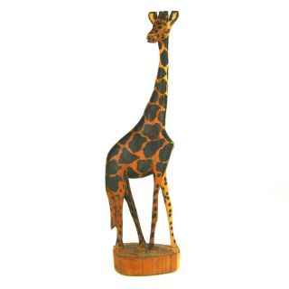 Hand Carved Giraffe Statue Figurine Carved Wood 11” Africa Animal Figure Decor