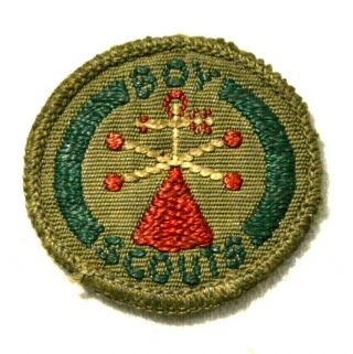 Red Cone Boy Scout Weatherman Proficiency Award Badge Brown Back Troop Large