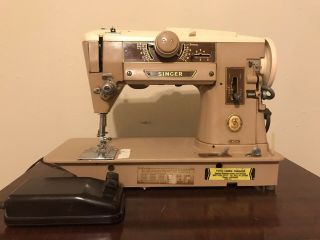 Vintage Singer Sewing Machine 401a Slant - O - Matic With Foot Pedal And Power Cord.