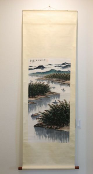 A Chinese Ink And Color Scrolling Painting,  Ya Ming?
