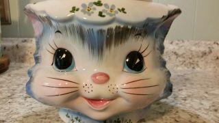 Lefton Miss Priss Cat Cookie Jar Near Retro Vintage Kitchen