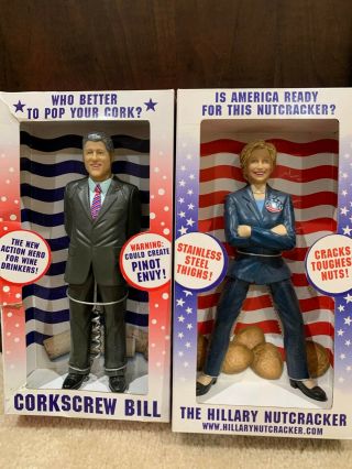 The Hillary Nutcracker And Corkscrew Bill Clinton Set/novelty Action Figures