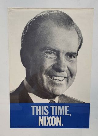 1968 President Richard Nixon Official York Republican Campaign Poster