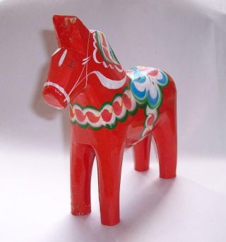 Vintage Large SWEDISH Wooden RED DALA HORSE Hand Crafted By NILS OLSON Folk Art 3