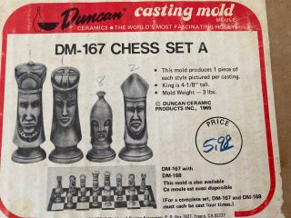 Vintage Duncan Casting Molds DM - 167 A & DM - 168 B Chess Set Plaster Slip 60s 2