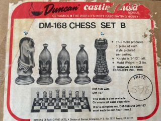 Vintage Duncan Casting Molds DM - 167 A & DM - 168 B Chess Set Plaster Slip 60s 3