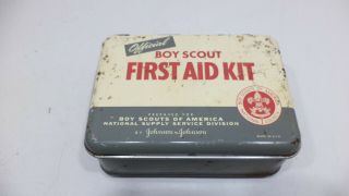 Vintage 1940s Official Boy Scout First Aid Kit Metal Tin By Johnson & Johnson