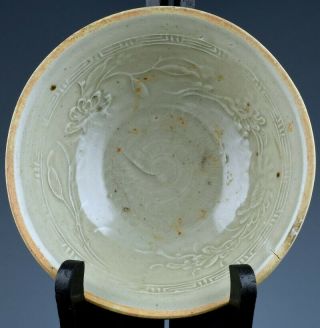 12c Chinese Song Dynasty Longquan Celadon Glaze Carved Lotus Floral Bowl