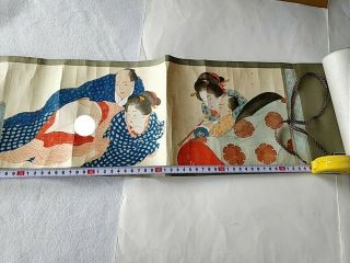 Japanese Shunga Paper Picture On Scroll Ukiyoe Erotic Woodblock Print - C0222 -