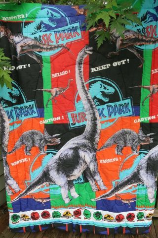 Vintage Jurassic Park 1992 Twin Size Comforter Blanket Made In USA CON 3