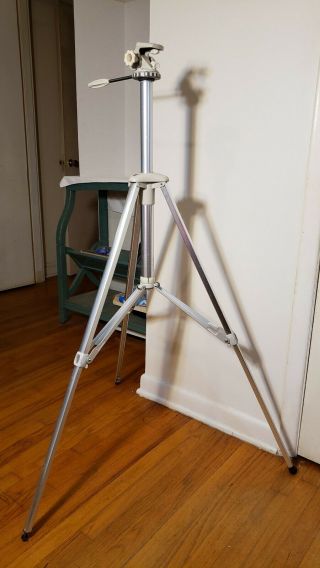 Vintage Linhof Tall Aluminum Tripod With Head - Made In West Germany