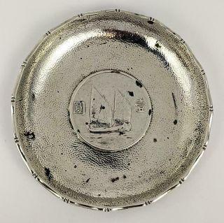CHINESE STERLING SILVER JUNK BOAT COIN DISH c1930 ' s 2