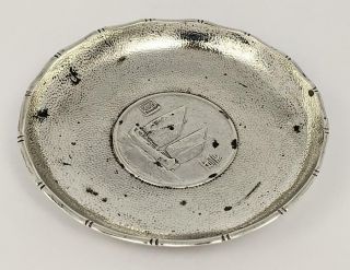 CHINESE STERLING SILVER JUNK BOAT COIN DISH c1930 ' s 3
