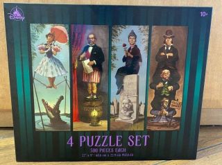 Disney Parks The Haunted Mansion 4 Puzzle Set Stretching Room Portraits -