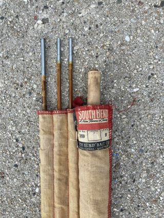 Vintage South Bend Bamboo Fly Rod 359 4 Piece 9 Feet With Case