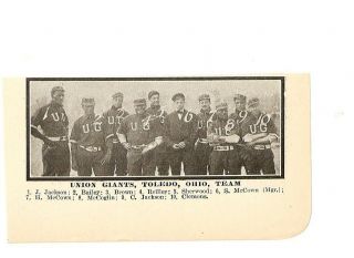 Union Giants Toledo Negro Leagues 1910 Team Picture Baseball