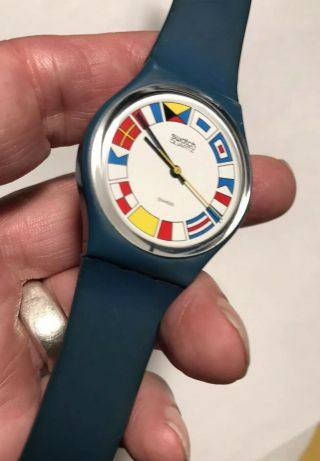 Vintage 1984 Swatch Watch 12 Flags Gs 101 Gents Swatch Htf