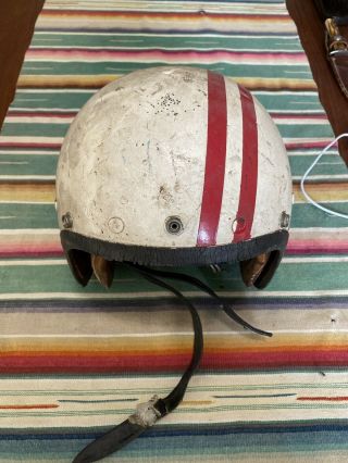 Vintage AGV Valenza Motorcycle Helmet - Late 1960s Great Patina Lightning Bolts 3