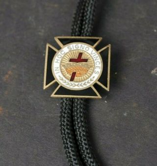 Vintage Masonic Knights Templar Bolo Tie In Hoc Signo Vinces