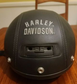Vintage Leather Harley - Davidson Biker Helmet Dot Motorcycle Black Made In Italy