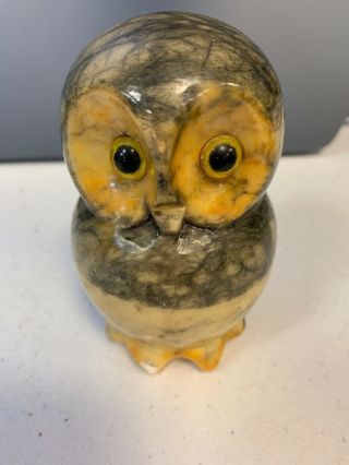 Alabaster Hand Carved Owl Made In Italy
