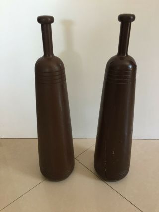 Wooden Exercise Clubs Persian Meels,  Indian Clubs 1 Pair Brown Painted